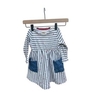 Joules dress. Great quality! Stripes, colorful polkadots and denim pockets. Sz 2